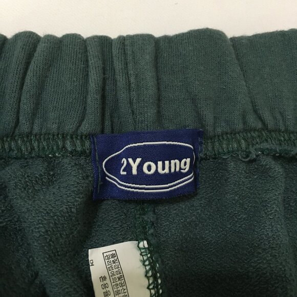 Korean Fashion Sweatpants Jogger Womens Medium Wide Hips High Rise Green - Picture 7 of 13